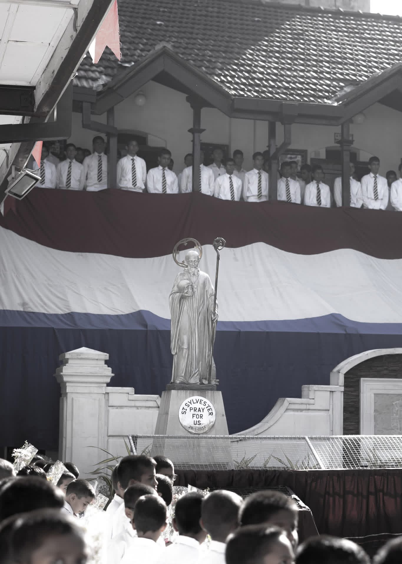 The statue of St. Sylvester overlooking Founder's Day